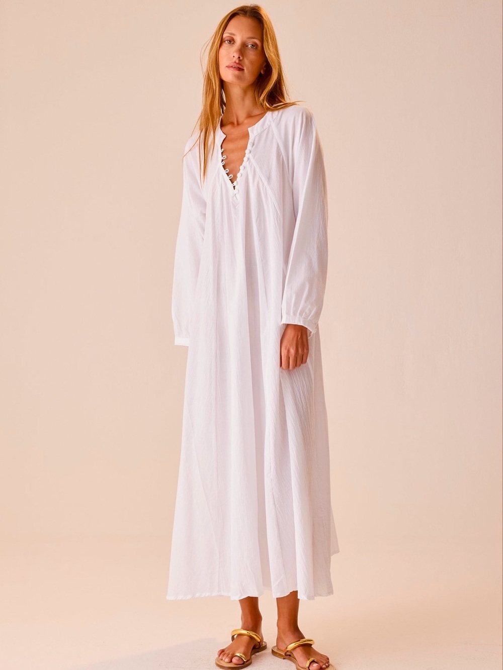 Natalie Martin Fiore Cotton Gauze Maxi Dress Sz M